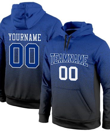Custom Black Royal-White Fade Fashion Sports Pullover Sweatshirt Hoodie, Gift For Football, Baseball, Hockey, Basketball, Softball & Rugby Fans