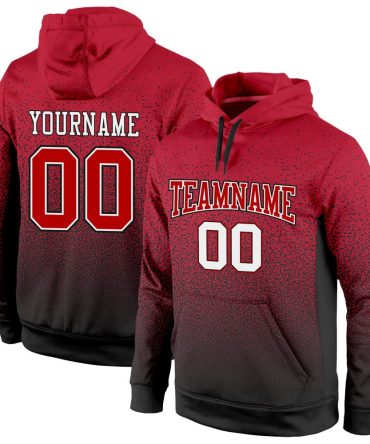 Custom Black Red-White Fade Fashion Sports Pullover Sweatshirt Hoodie, Gift For Football, Baseball, Hockey, Basketball, Softball & Rugby Fans