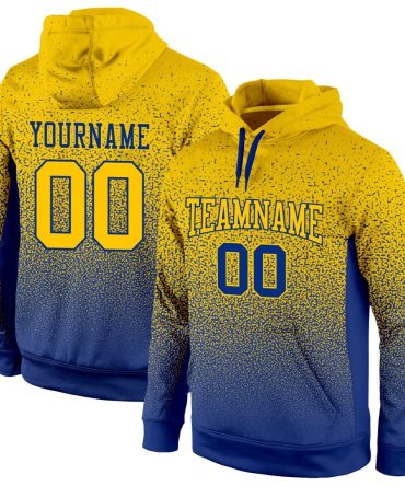 Custom Royal Gold Fade Fashion Sports Pullover Sweatshirt Hoodie, Gift For Football, Baseball, Hockey, Basketball, Softball & Rugby Fans