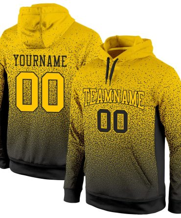 Custom Black Gold Fade Fashion Sports Pullover Sweatshirt Hoodie, Gift For Football, Baseball, Hockey, Basketball, Softball & Rugby Fans