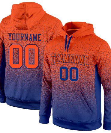 Custom Royal Orange Fade Fashion Sports Pullover Sweatshirt Hoodie, Gift For Football, Baseball, Hockey, Basketball, Softball & Rugby Fans