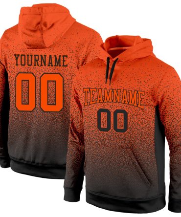 Custom Black Orange Fade Fashion Sports Pullover Sweatshirt Hoodie, Gift For Football, Baseball, Hockey, Basketball, Softball & Rugby Fans