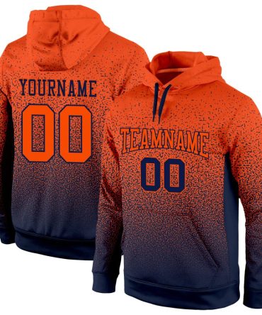Custom Navy Orange Fade Fashion Sports Pullover Sweatshirt Hoodie, Gift For Football, Baseball, Hockey, Basketball, Softball & Rugby Fans