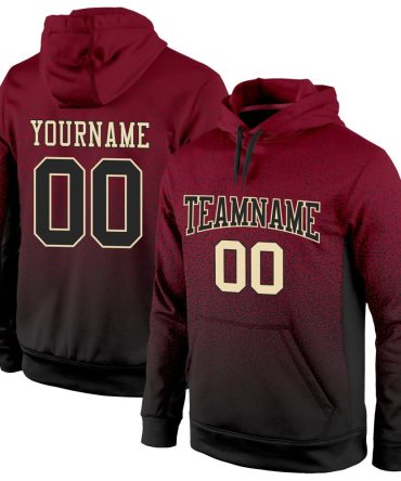 Custom Crimson Black-Cream Fade Fashion Sports Pullover Sweatshirt Hoodie, Gift For Football, Baseball, Hockey, Basketball, Softball & Rugby Fans