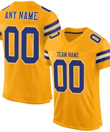 Custom Gold Royal-White Football Jersey, Gift For Football Fans