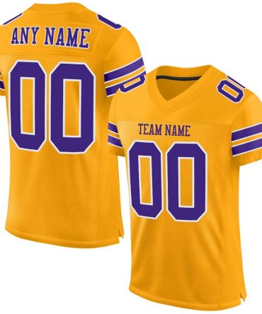 Custom Gold Purple-White Football Jersey, Gift For Football Fans