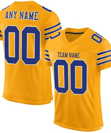 Custom Gold Royal-White Football Jersey, Gift For Football Fans
