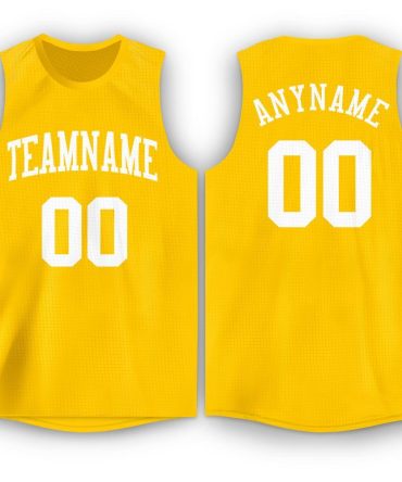 Custom Gold White Round Neck Basketball Jersey, Gift For Basketball Fans