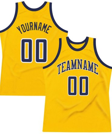 Custom Gold Navy-White Throwback Basketball Jersey, Gift For Basketball Fans