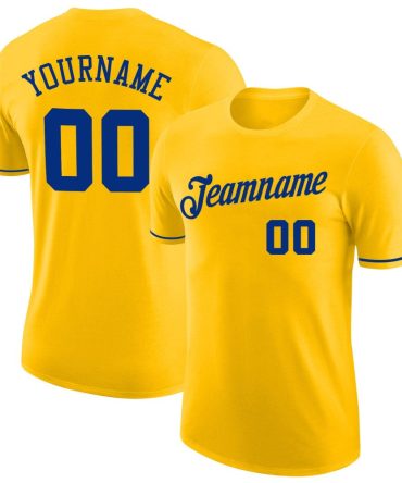 Custom Gold Royal Performance T-Shirt, For Football, Baseball, Hockey, Basketball, Softball & Rugby Fans