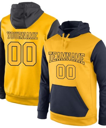 Custom Gold Gold-Black Sports Pullover Sweatshirt Hoodie, Gift For Football, Baseball, Hockey, Basketball, Softball & Rugby Fans