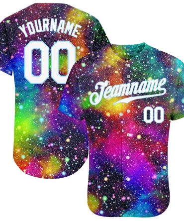 Custom Galactic White-Light Blue 3D Baseball Jersey, Gift For Baseball Fans