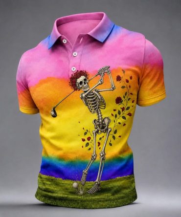 Grateful Dead Golf Polo Shirt Funny Skeleton Roses Golfing Golf Tee Vintage Gift For Him - Tradiviet