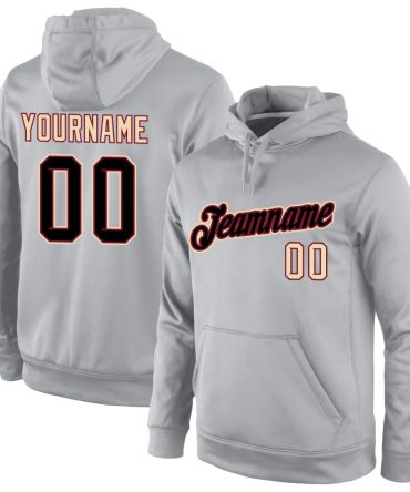 Custom Gray Black-Crimson Sports Pullover Sweatshirt Hoodie, Gift For Football, Baseball, Hockey, Basketball, Softball & Rugby Fans