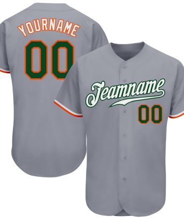 Custom Gray Green-Orange Baseball Jersey, Gift For Baseball Fans