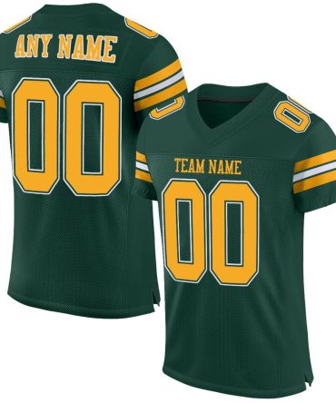 Custom Green Gold-White Football Jersey, Gift For Football Fans