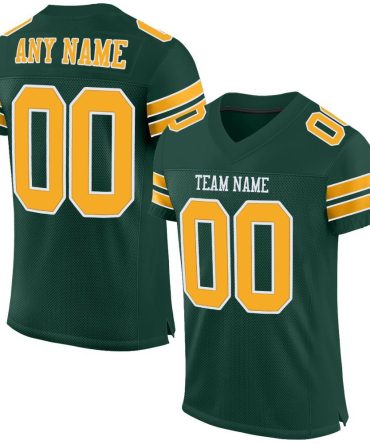 Custom Green Gold-White Football Jersey, Gift For Football Fans
