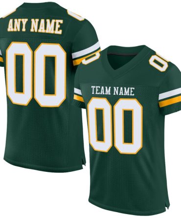 Custom Green White-Gold Football Jersey, Gift For Football Fans