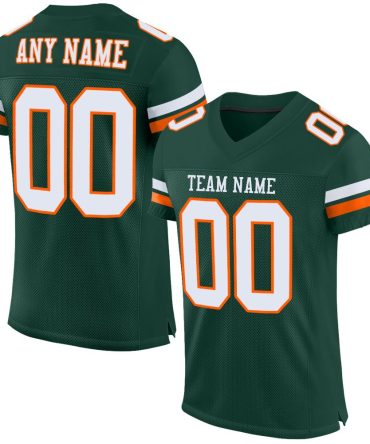 Custom Green White-Orange Football Jersey, Gift For Football Fans