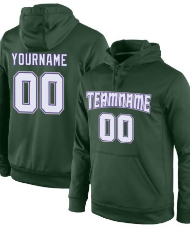 Custom Green White-Purple Sports Pullover Sweatshirt Hoodie, Gift For Football, Baseball, Hockey, Basketball, Softball & Rugby Fans