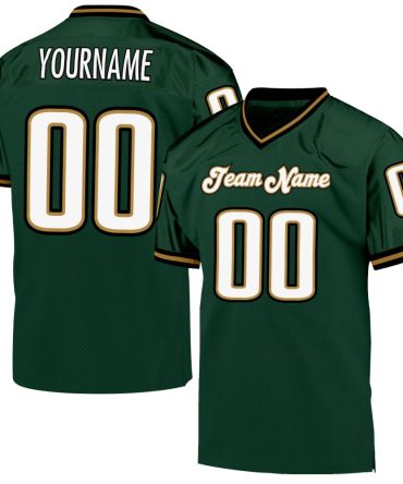 Custom Green White-Old Gold Throwback Football Jersey, Gift For Football Fans