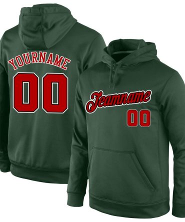 Custom Green Red-Black Sports Pullover Sweatshirt Hoodie, Gift For Football, Baseball, Hockey, Basketball, Softball & Rugby Fans