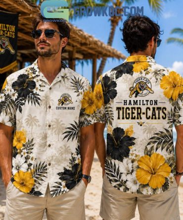 Hamilton Tiger-Cats Cfl Summer Floral Pattern Hawaiian Shirt