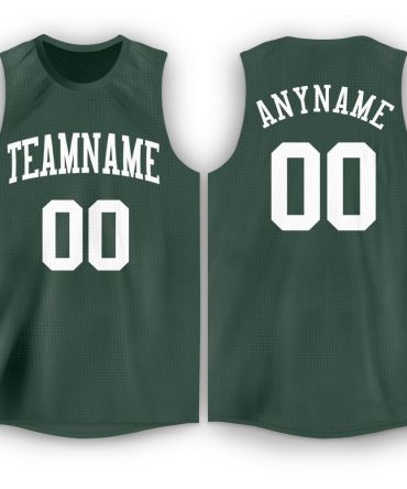Custom Hunter Green White Round Neck Basketball Jersey, Gift For Basketball Fans