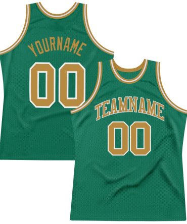 Custom Kelly Green Old Gold-White Throwback Basketball Jersey, Gift For Basketball Fans