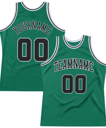 Custom Kelly Green Black-White Throwback Basketball Jersey, Gift For Basketball Fans