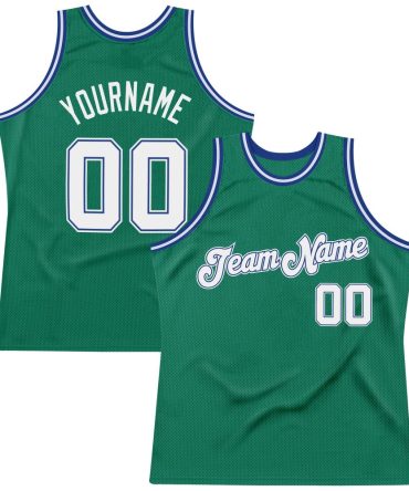 Custom Kelly Green White-Royal Throwback Basketball Jersey, Gift For Basketball Fans