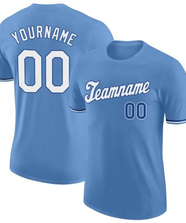 Custom Light Blue White-Royal Performance T-Shirt, For Football, Baseball, Hockey, Basketball, Softball & Rugby Fans
