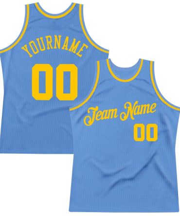 Custom Light Blue Gold Throwback Basketball Jersey, Gift For Basketball Fans