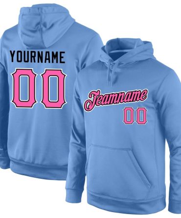 Custom Light Blue Pink-Black Sports Pullover Sweatshirt Hoodie, Gift For Football, Baseball, Hockey, Basketball, Softball & Rugby Fans