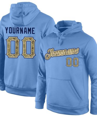 Custom Light Blue Camo-Navy Sports Pullover Sweatshirt Hoodie, Gift For Football, Baseball, Hockey, Basketball, Softball & Rugby Fans