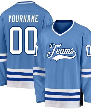 Custom Light Blue White-Royal Hockey Jersey, Gift For Hockey Fans