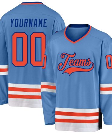 Custom Light Blue Orange-Royal Hockey Jersey, Gift For Hockey Fans
