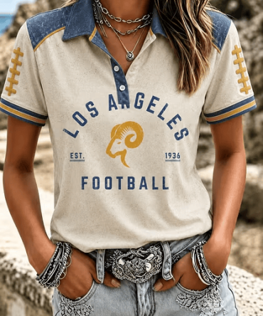 Los Angeles Rams Merch Los Angeles Football Est 1936 Polo Shirt Women'S Game Day Clothes Gift
