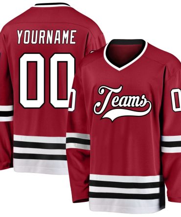 Custom Maroon White-Black Hockey Jersey, Gift For Hockey Fans