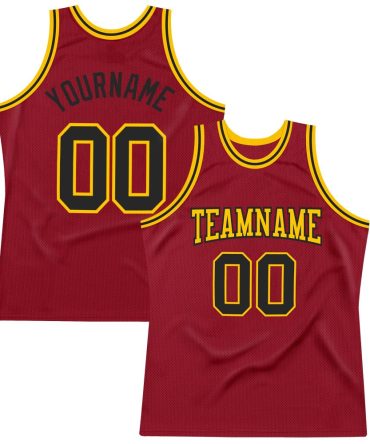 Custom Maroon Black-Gold Throwback Basketball Jersey, Gift For Basketball Fans