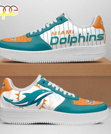 Miami Dolphins Football Team Nike Air Force 1 Shoes