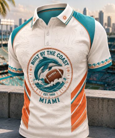 Miami Football Merch Built By The Coast Miami Polo Shirt Football Fan Presents