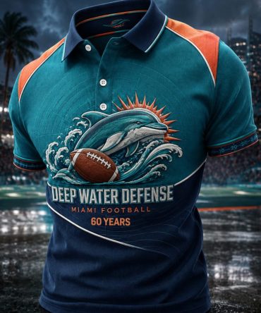 Miami Football Merch Deep Water Defense Miami Football Polo Shirt Aesthetic Fan Gifts