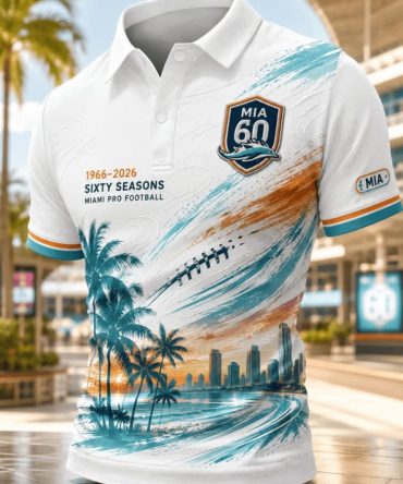 Miami Football Merch Miami 1966-2026 Sixty Seasons Polo Shirt Him Football Fan Gifts