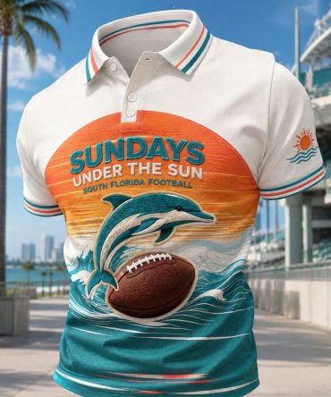 Miami Football Merch Sundays Under The Sun South Florida Football Polo Shirt Fan Gift Ideas