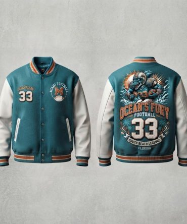 Miami American Football Inspired Varsity Jacket, Personalized Baseball Jacket