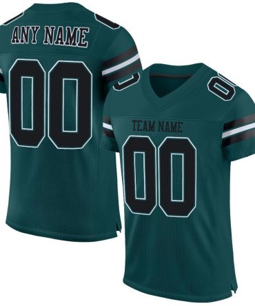 Custom Midnight Green Black-White Football Jersey, Gift For Football Fans