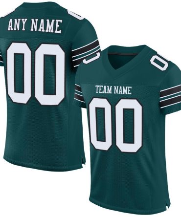 Custom Midnight Green White-Black Football Jersey, Gift For Football Fans