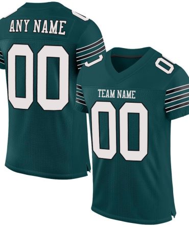 Custom Midnight Green White-Black Football Jersey, Gift For Football Fans