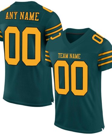 Custom Midnight Green Gold-Black Football Jersey, Gift For Football Fans
